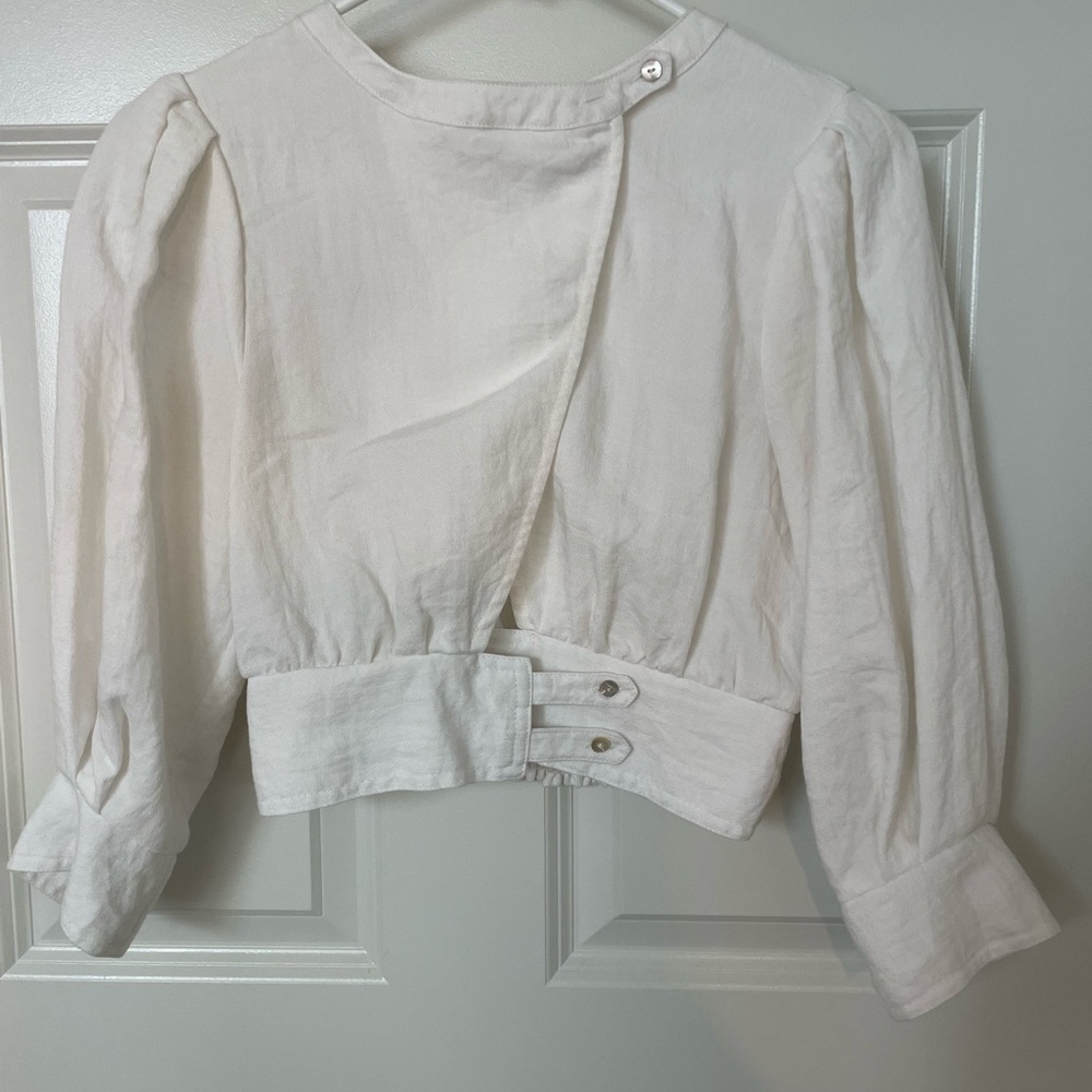 J.O.A. White Blouse with Chic Silhouette Woman Size Small